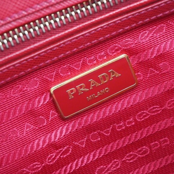 PRADA Logo Saffiano 2Way Shoulder Hand Bag Leather Red GHW - Picture 16 of 16